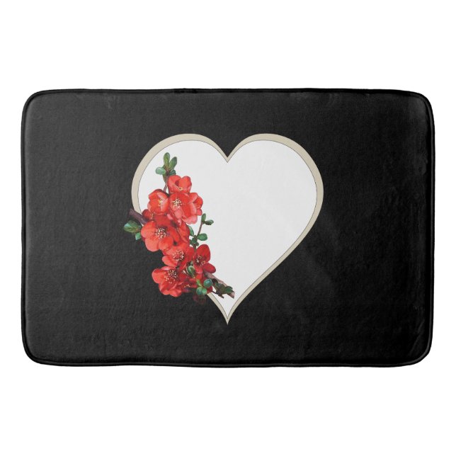 Tapis De Bain Coeur de la floraison japonaise rouge noir (Devant)