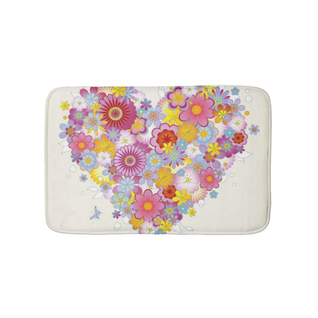 Tapis De Bain Coeur floral avec des papillons (Devant)