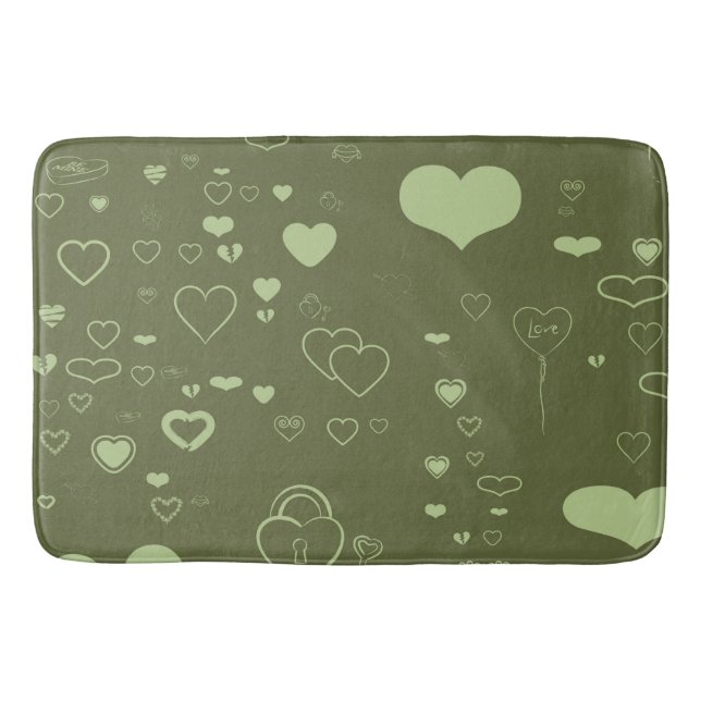Tapis De Bain Coeur mignon Moderne Moss Motif vert (Devant)