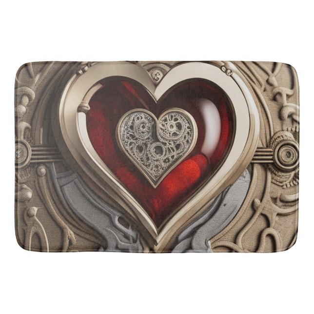 Tapis De Bain Cœur Steampunk Intemporel de l'Amour (Devant)
