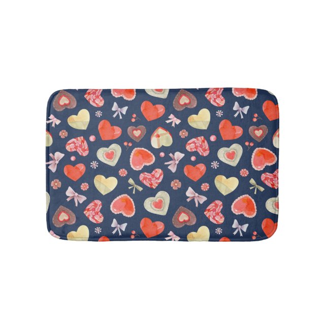 Tapis De Bain Coeurs d'aquarelle mignonnes (Devant)