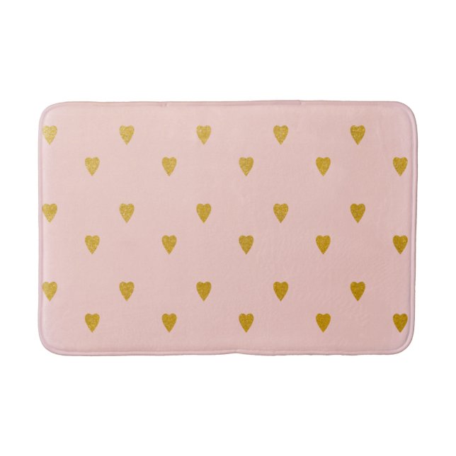 Tapis De Bain Coeurs d'or rose et mignonne (Devant)