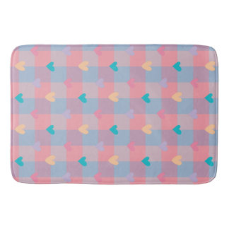 Tapis De Bain Cœurs pastel à motif à damier – Joli sans couture