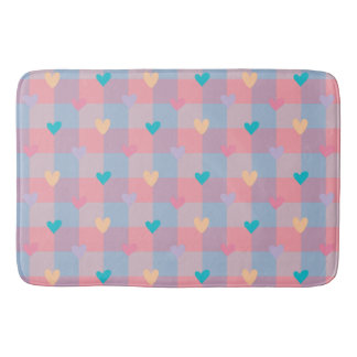 Tapis De Bain Cœurs pastel à motif damier – Joli sans couture