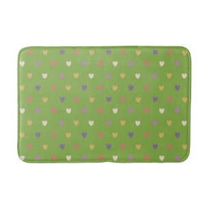 Tapis De Bain Coeurs Polka sur vert vert