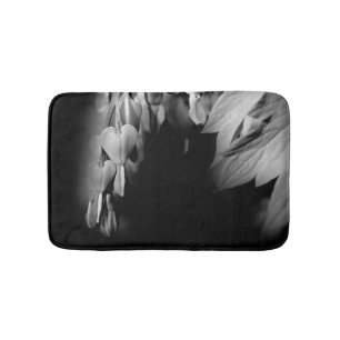 Tapis De Bain Coeurs Saignants Fleurs En Noir Et Blanc