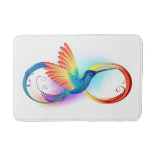 Tapis De Bain Colibri arc-en-ciel avec symbole Infinity