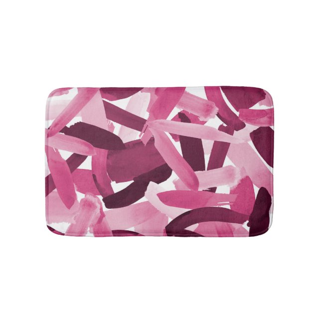 Tapis De Bain Collage Artsy Girly Pink Burgundy Brushstroke (Devant)
