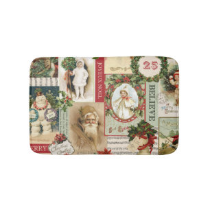 TAPIS DE BAIN COLLAGE DE NOËL VINTAGE