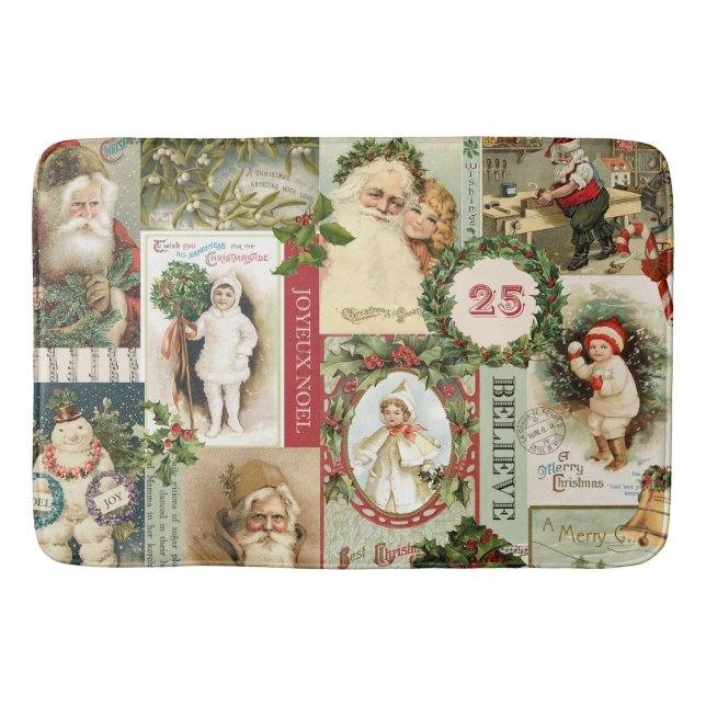 TAPIS DE BAIN COLLAGE VINTAGE DE NOËL (Devant)