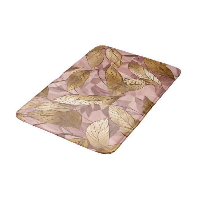 Tapis De Bain Collection Feuille tendance de Boho Rose Rose rose (Angle)