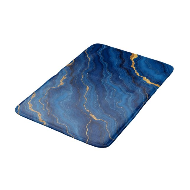 Tapis De Bain Collection moderne de marbre Royal Blue Gold (Angle)