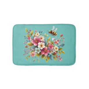 Tapis De Bain Coloré, Abeille printanière/florale