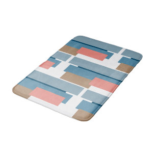 Tapis De Bain Coloré Abstrait Géométrique Rayures Motif d'art