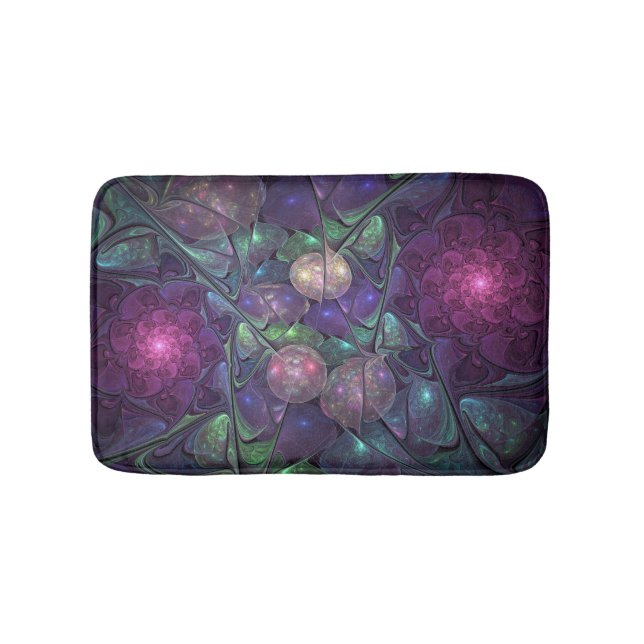 Tapis De Bain Coloré brillant Art Abstrait Fractal moderne (Devant)