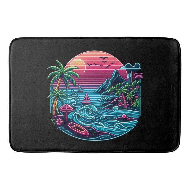 Tapis De Bain Coloré. néon tropical/hawaïen (Devant)