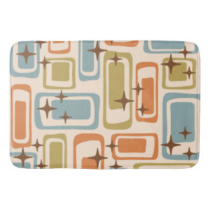 Tapis De Bain Coloré Rétro Mi-Siècle moderne Atomique Abstrait