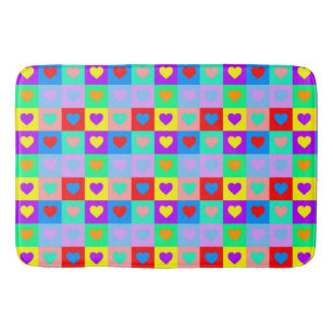 Tapis De Bain Colorée Coeur Motif Pop Art