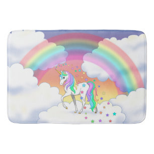 Tapis De Bain Colorful Rainbow Unicorn and Stars