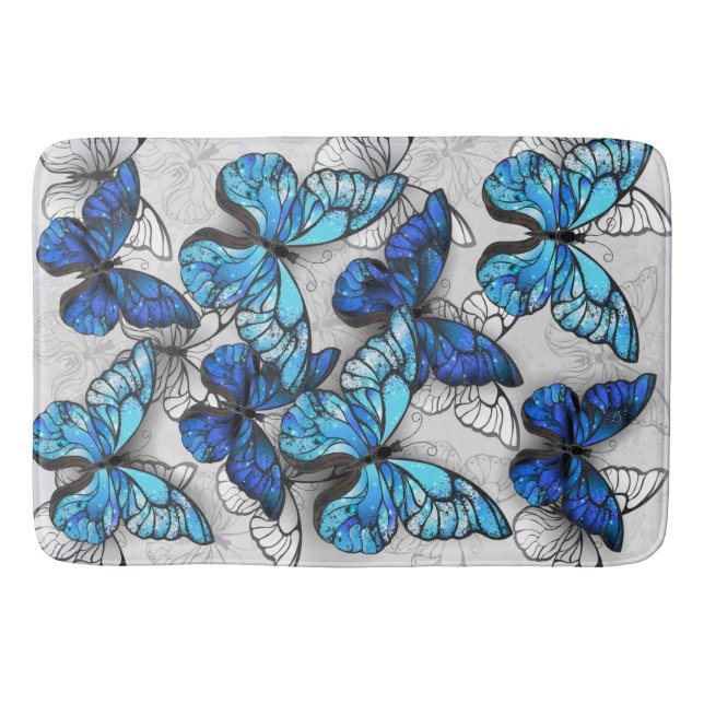 Tapis De Bain Composition des White and Blue Butterflies (Devant)