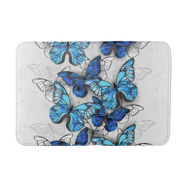 Tapis De Bain Composition des White and Blue Butterflies (Devant)