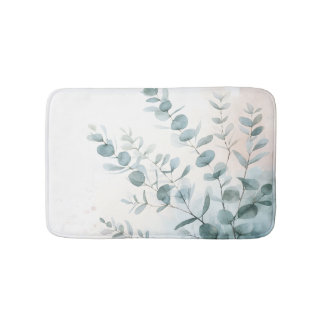 Tapis De Bain Conception de feuilles d'eucalyptus à l'aquarelle