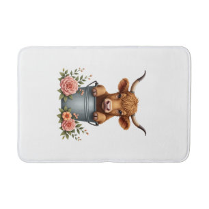 Tapis De Bain Conception de marché de fleurs de vache Highland v