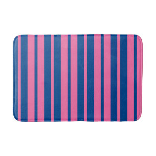 Tapis De Bain Conception de motif rayé élégant rose bleu