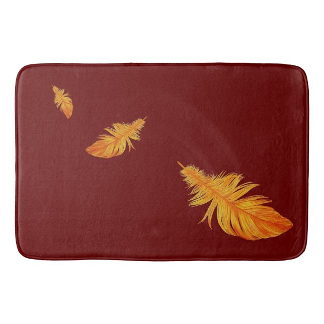 Tapis De Bain Conception de plumes orange (Devant)