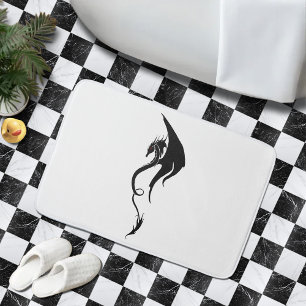 Tapis De Bain Conception d'illustration de dragon tribal noir et