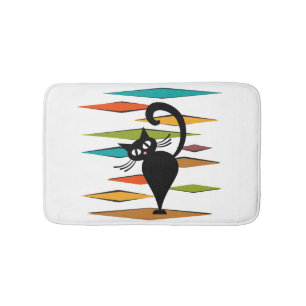 Tapis De Bain Conception du chat noir du milieu du siècle