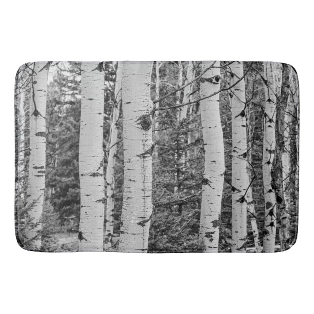 Tapis De Bain Conception noire et blanche de tronc d'arbre de (Devant)