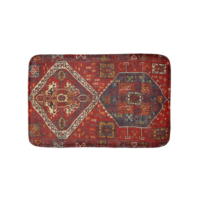 Tapis De Bain Conception orientale de couverture en rouge et (Devant)