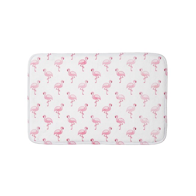 Tapis De Bain Cool rose Tropical Flamingo Patte sur blanc (Devant)