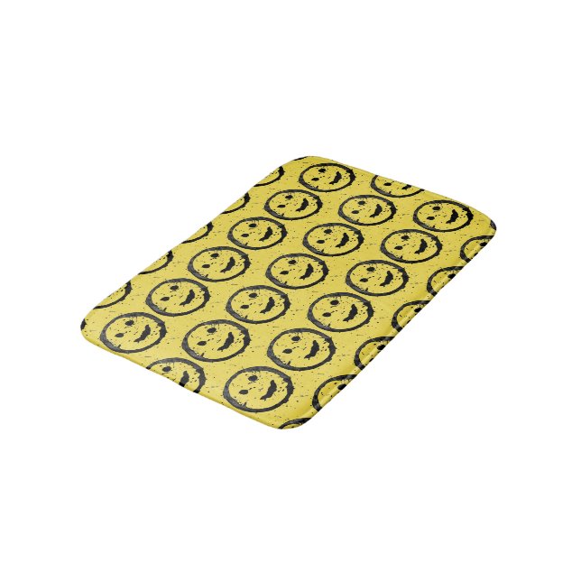 Tapis De Bain Cool Sardé Joyeux visage souriant motif jaune (Angle)