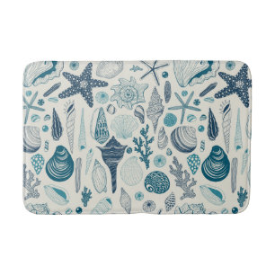 Tapis De Bain Coques de mer sur blanc