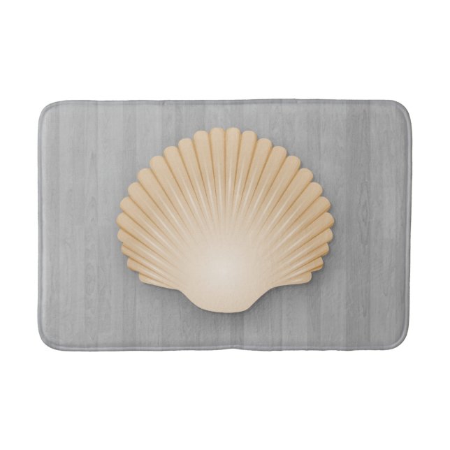 Tapis De Bain Coquillages côtiers et plateaux en bois gris (Devant)