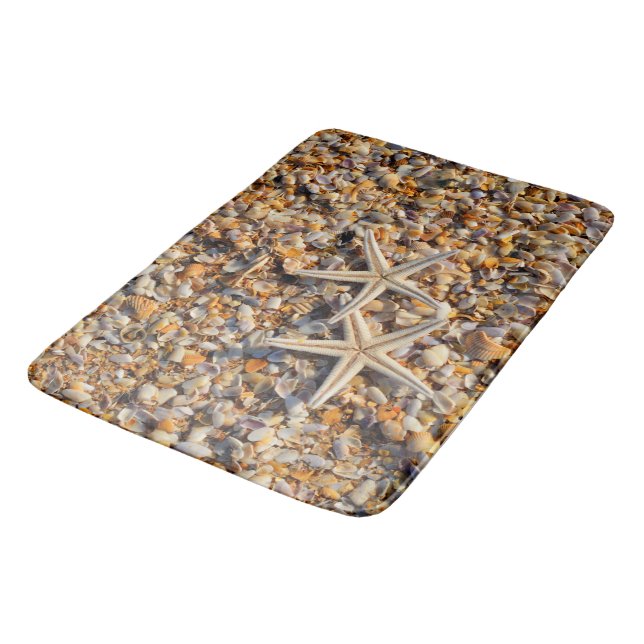 Tapis De Bain Coquillages marins sur le rivage (Angle)