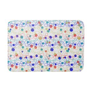 Tapis De Bain Corail bleu Aqua Lime Cercles verts Points
