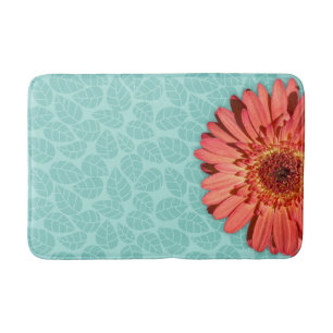 Tapis De Bain Corail couleur Gerbera Daisy Photo Mint Vert
