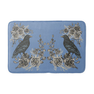 Tapis De Bain Corbeau ou Corbeau de oiseaux noirs avec bain Rose