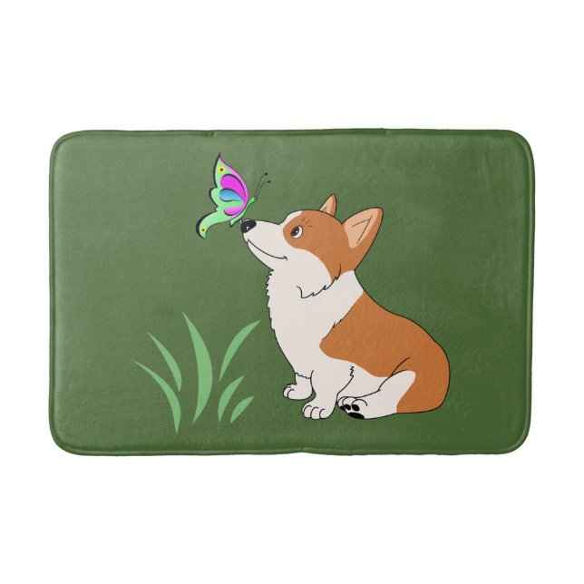 Tapis De Bain Corgi avec le papillon (Devant)
