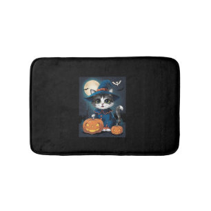Tapis De Bain Costume Chat Cute Halloween Et Citrouille