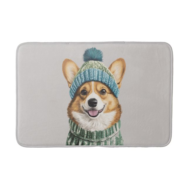 Tapis De Bain Cosy Corgi en hiver (Devant)