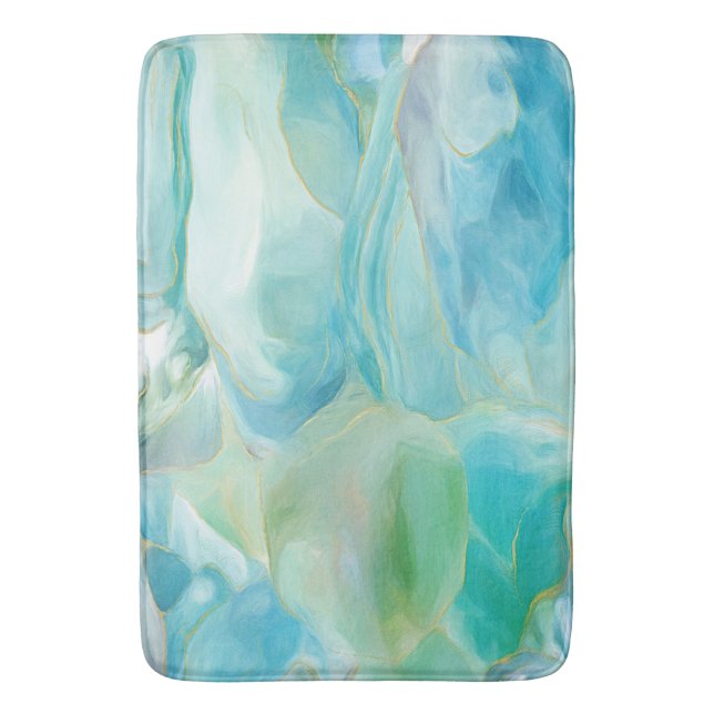 Tapis De Bain Côte tropicale Turquoise Abstraite Gemstone (devant Vertical)