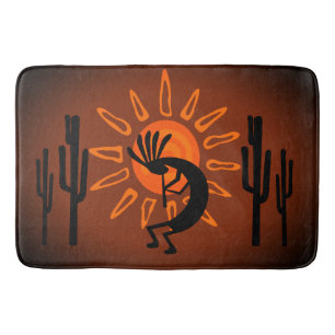 Tapis De Bain Coucher de soleil brun Kokopelli Sun