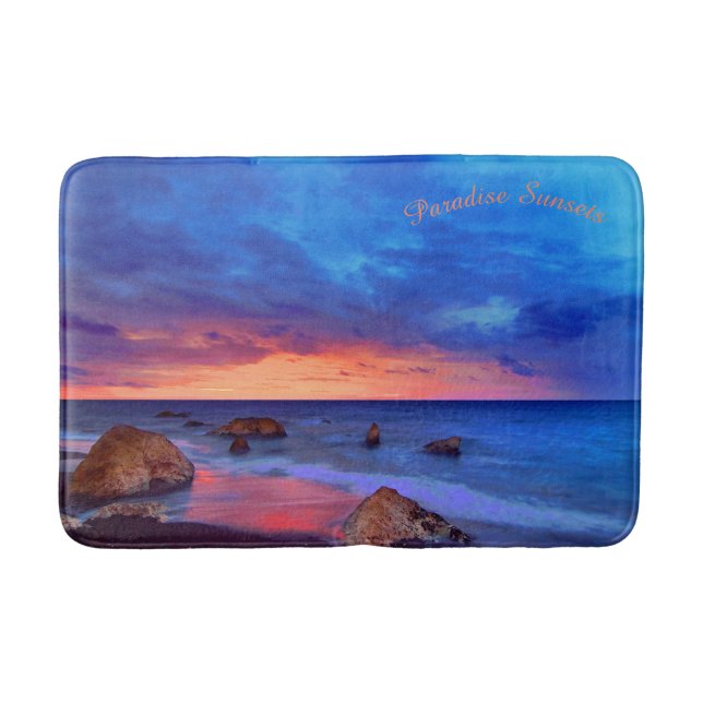 Tapis De Bain Coucher de soleil de la mer tropicale (Devant)