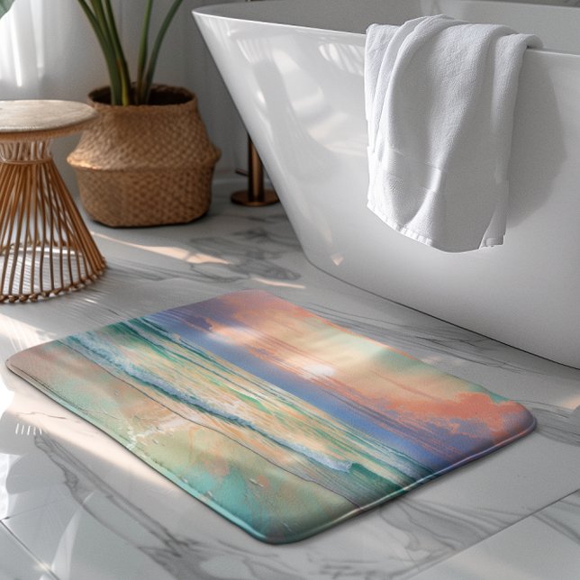 Tapis De Bain Coucher de soleil paisible sur la plage, paysage n (Créateur téléchargé)