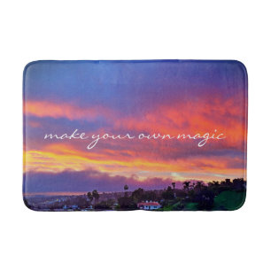Tapis De Bain Coucher de soleil rose jaune Faites votre propre s