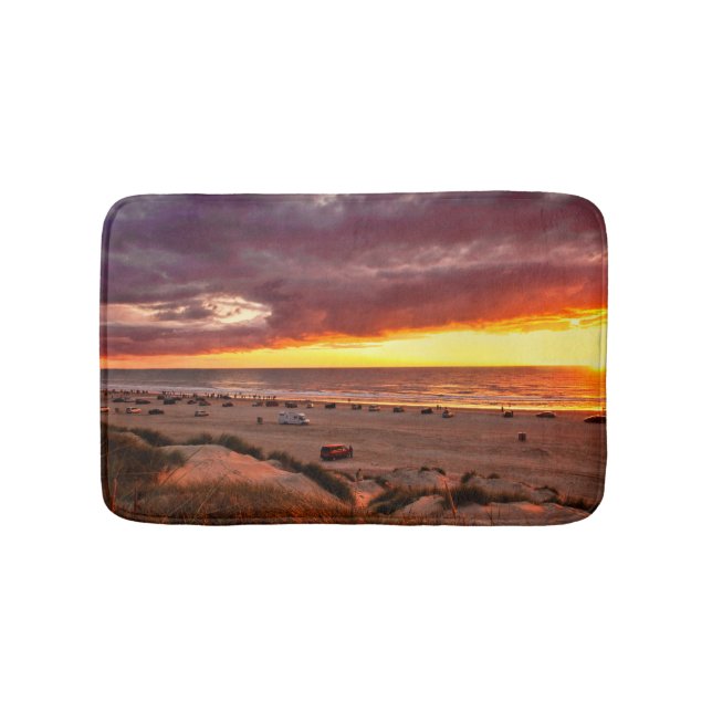Tapis De Bain Coucher de soleil sur l'océan avec spectateurs sur (Devant)